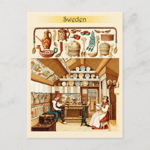 Cartão Postal Interior da Casa da Suécia (mobiliário e artigos d