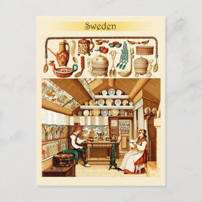 Cartão Postal Interior da Casa da Suécia (mobiliário e artigos d (Frente)