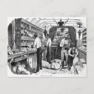 Cartão Postal Interior de um vagão postal ferroviário francês