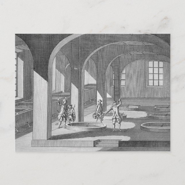 Cartão Postal Interior de uma Fábrica de Sabões, ilustração de u (Frente)