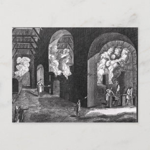 Cartão Postal Interior de uma Fábrica de Vidros