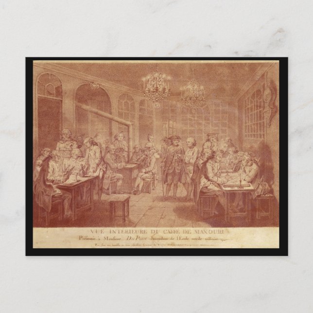 Cartão Postal Interior do Cafe Manouri, c.1775 (Frente)