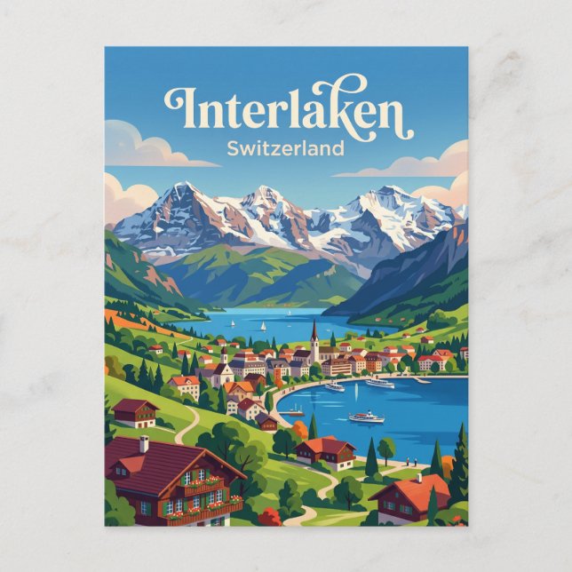 Cartão Postal Interlaken Suíça (Frente)