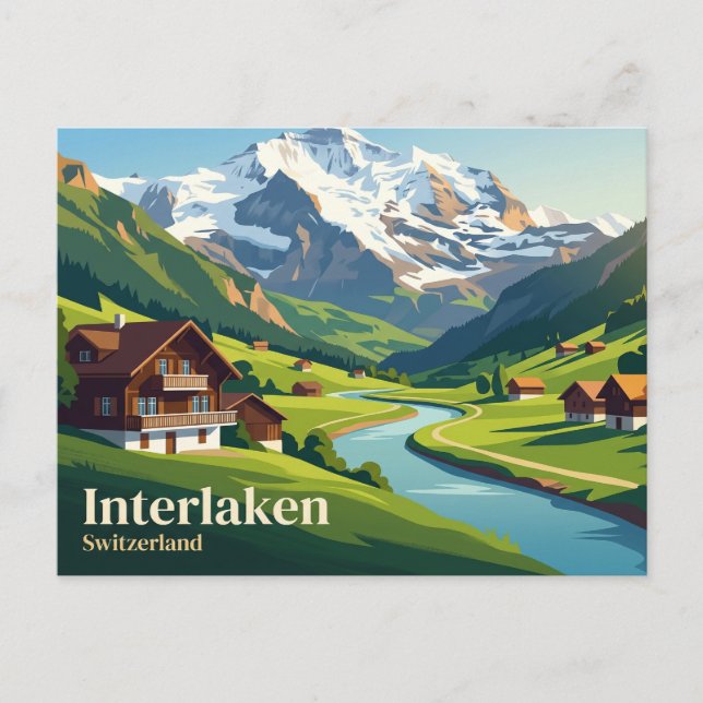 Cartão Postal Interlaken Suíça (Frente)