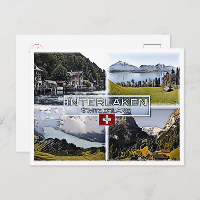 Cartão Postal Interlaken - Suiça - Mosaico - (Frente/Verso)