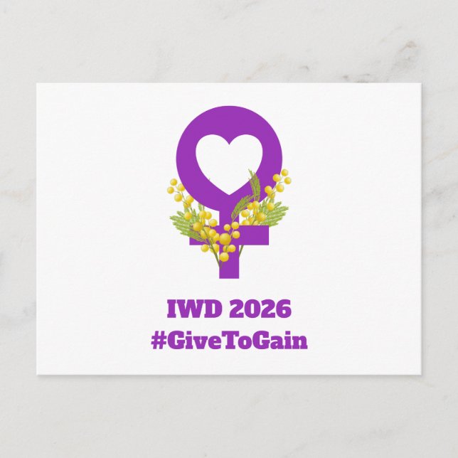 Cartão Postal International Women's Day 2026 IWD Give To Gain (Frente)