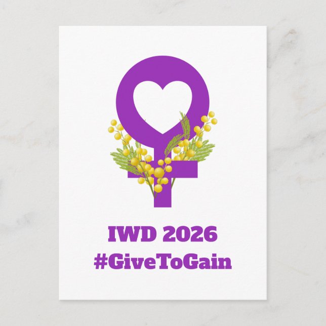 Cartão Postal International Women's Day 2026 IWD Give To Gain (Frente)