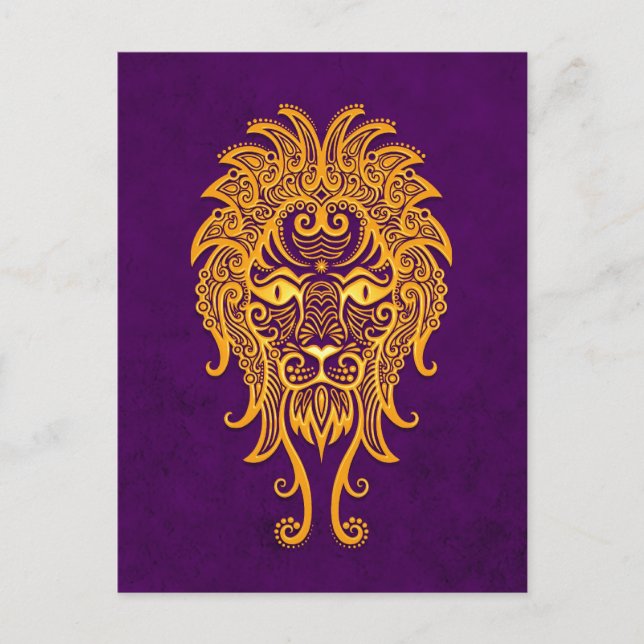 Cartão Postal Intrair o Amarelo Leo Zodiac em Roxo (Frente)
