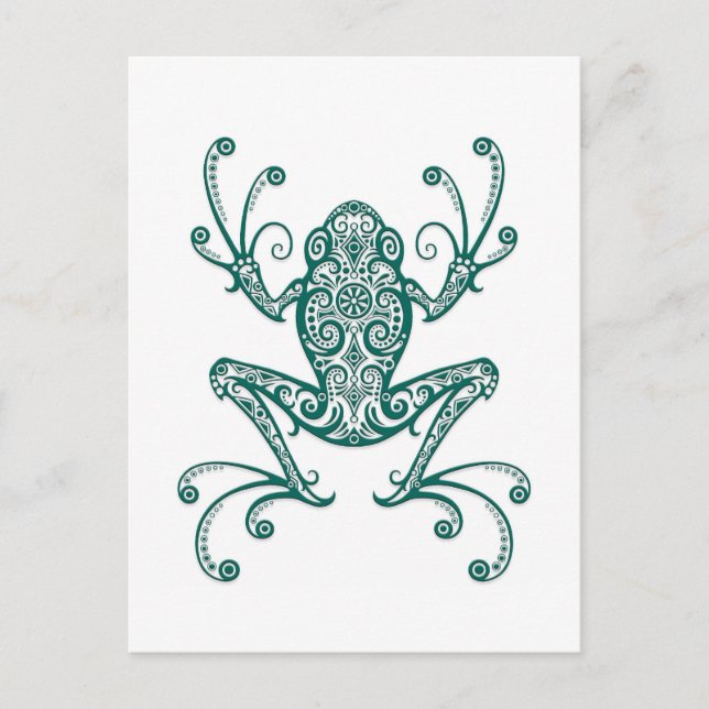 Cartão Postal Intrair Sapo de Árvore Azul Teal em Branco (Frente)