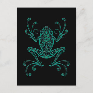 Cartão Postal Intrair Sapo de Árvore Azul Teal em Preto