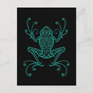 Cartão Postal Intrair Sapo de Árvore Azul Teal em Preto