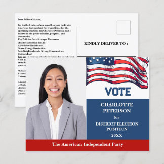 Cartão Postal Introdução ao Candidato da Campanha Eleitoral Polí
