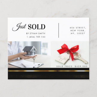 Cartão Postal Introdução ao Marketing Imobiliário Preto e Dourad