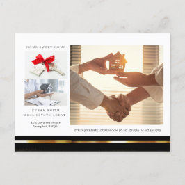 Cartão Postal Introdução ao Marketing Imobiliário Preto e Dourad