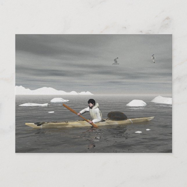 Cartão Postal Inuit Kayak (Frente)