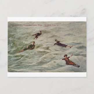 Cartão Postal Inundadores no Lago Salt Excelente, Utah