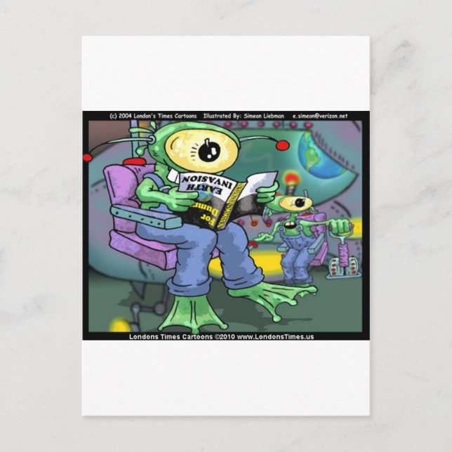 Cartão Postal Invasão da Terra 4 Dummies Engraçados Presentes Ca (Frente)