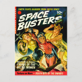 Cartão Postal Invasão espacial de mulheres Alienígenas bonitas