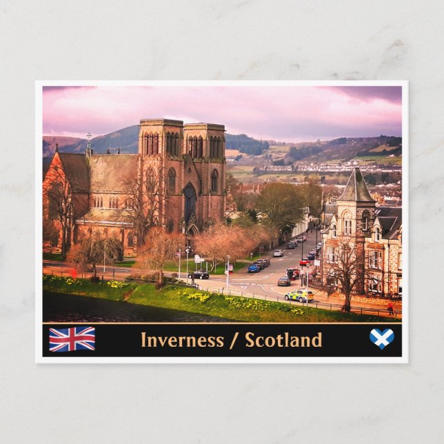 Cartão Postal Inverness & Cathedral, Scottish Highlands Capital (Frente)