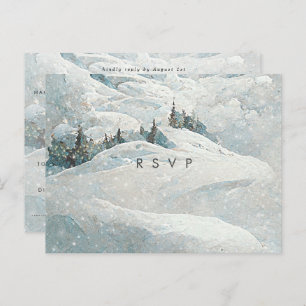 Cartão Postal inverno árvores da floresta de neve casamento rsvp