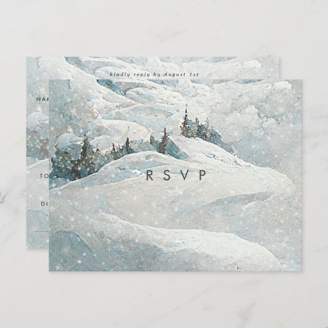 Cartão Postal inverno árvores da floresta de neve casamento rsvp (Frente/Verso)