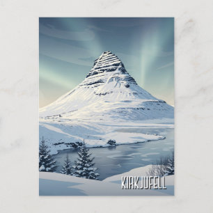Cartão Postal Inverno em Kirkjufall Viagem na Islândia