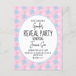 Cartão Postal Inverno Flocos de Neve Cor-de-Rosa Revelação de Gê