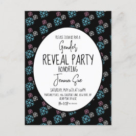 Cartão Postal Inverno Flocos de Neve Cor-de-Rosa Revelação de Gê