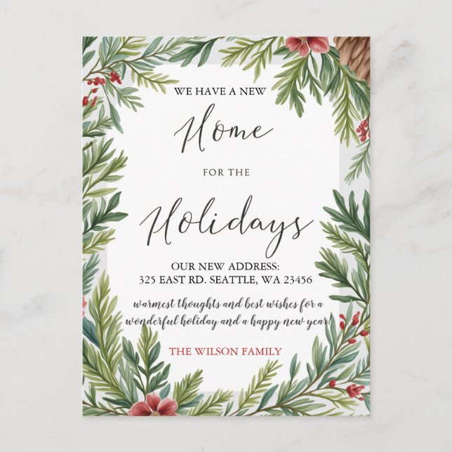 Cartão Postal Inverno Foliage Novo Movimento de Feriado Doméstic (Frente)