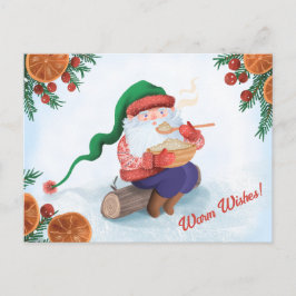 Cartão Postal Inverno Gnomo na neve
