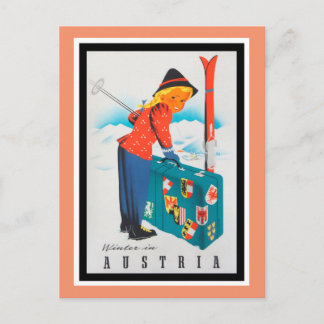 Cartão Postal Inverno na Áustria Viagens vintage