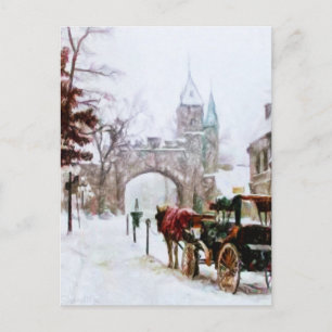 Cartão Postal Inverno na cidade de Quebec por Shawna Mac Postcar