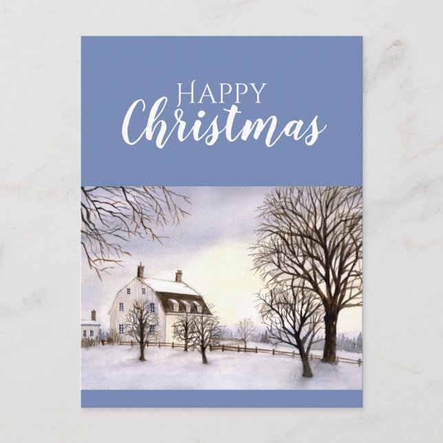 Cartão Postal Inverno na Nova Inglaterra — Pintura por Aquarela (Frente)