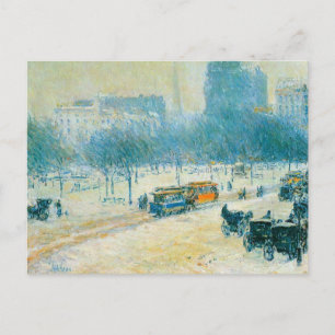 Cartão Postal Inverno na Praça da União por Frederick Childe Has