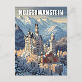 Cartão Postal Inverno no Castelo de Neuschwanstein na Alemanha V