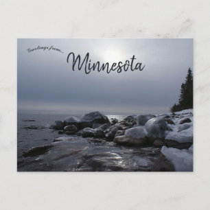 Cartão Postal Inverno no Lago Superior Minnesota