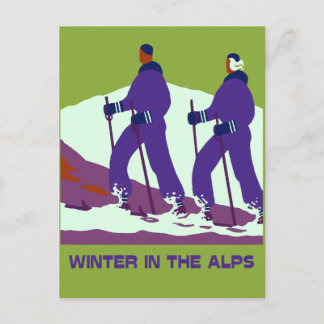 Cartão Postal Inverno nos Alpes retro-pop art