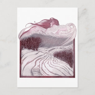 Cartão Postal Inverno personificado como uma linda mulher