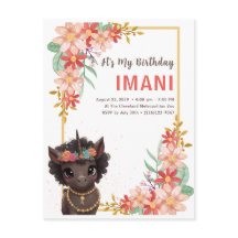 Invit do Aniversário de criança Brown Unicorn Afro