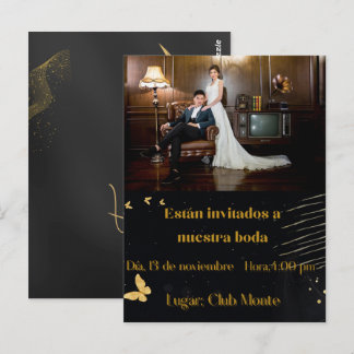 Cartão Postal invitacion elegante bodas