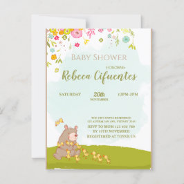 Cartão Postal Invitation Baby Shower Bear and duckies