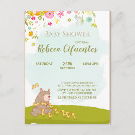 Cartão Postal Invitation Baby Shower Bear and duckies