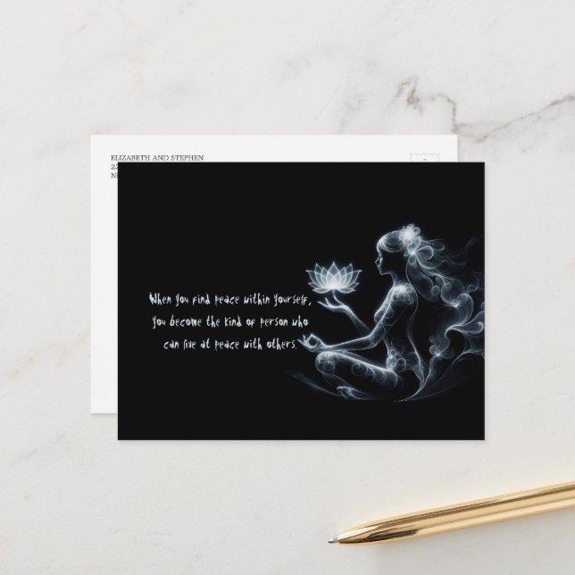 Cartão Postal Ioga Instrutor Lotus Meditação Pose Brilhante (Frente/Verso In Situ)