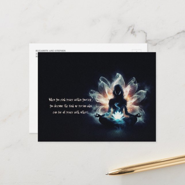 Cartão Postal Ioga Instrutor Meditação Dose Brilhante Lotus (Frente/Verso In Situ)