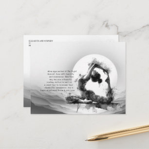 Cartão Postal Ioga Reiki Pose do Rei Pombo de Uma Perna Aquarela