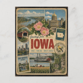 Cartão postal Iowa Estilo Vintage Autêntico