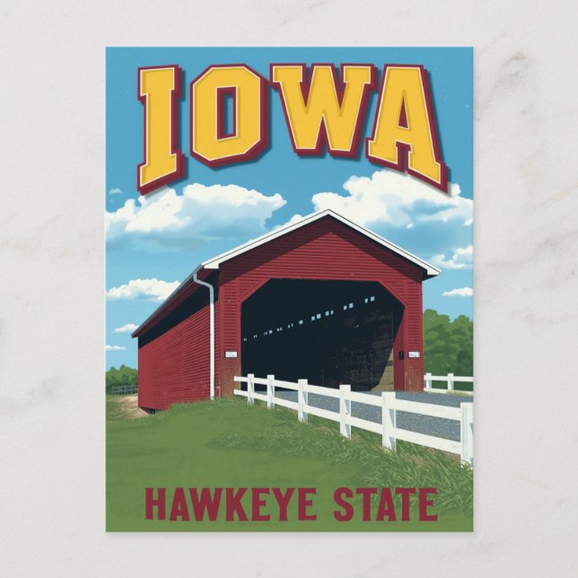 Cartão Postal Iowa Hawkeye State Covered Bridge Vintage (Frente)