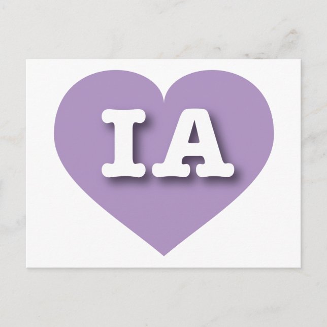 Cartão Postal Iowa Lavanda Heart - Eu amo IA (Frente)