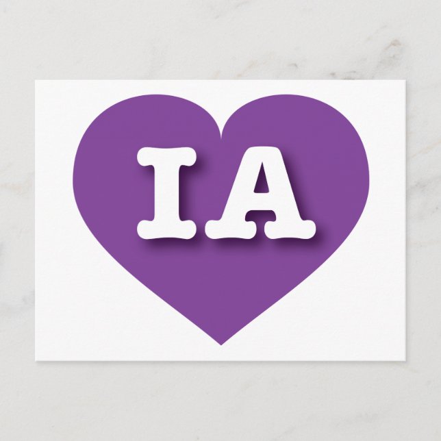 Cartão Postal Iowa Purple Heart - Eu amo IA (Frente)