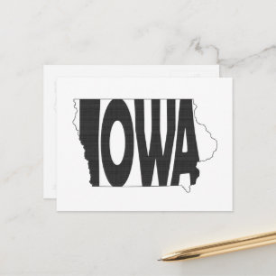 Cartão Postal Iowa Shaped Hawkeye State Name Iowan Word Art